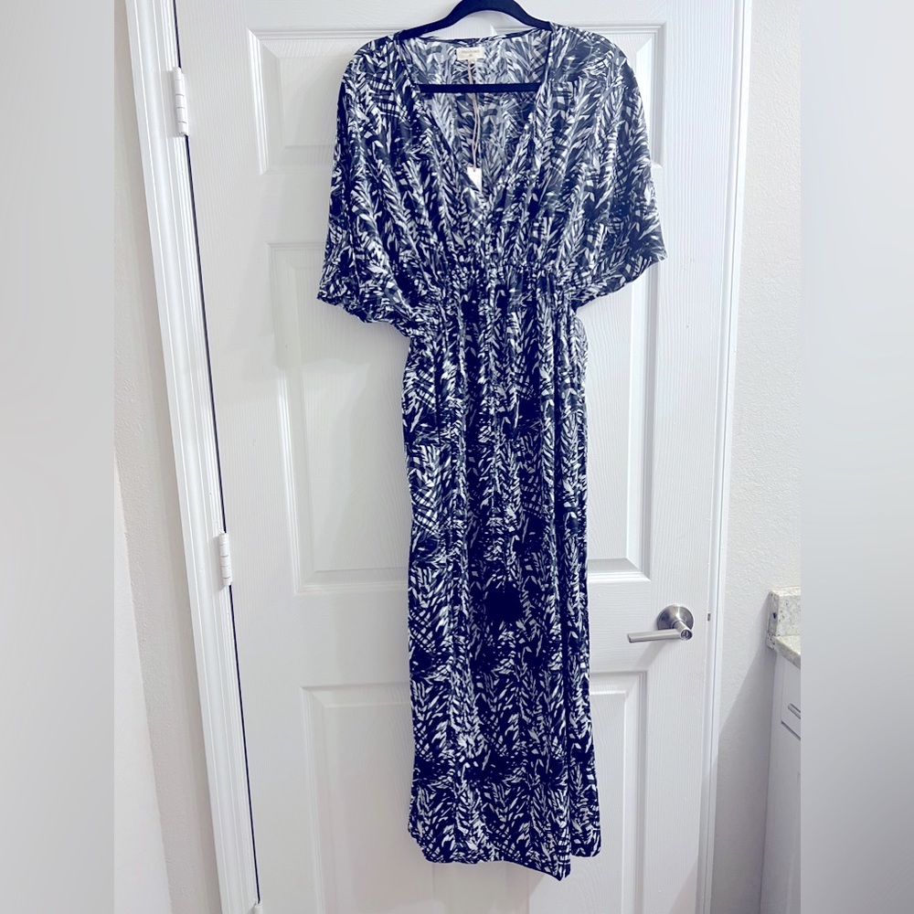 Black, white, and grey midi dress